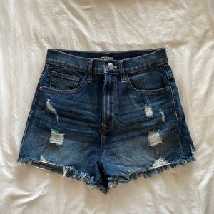 Express Shortie Super High Rise Jean shorts
